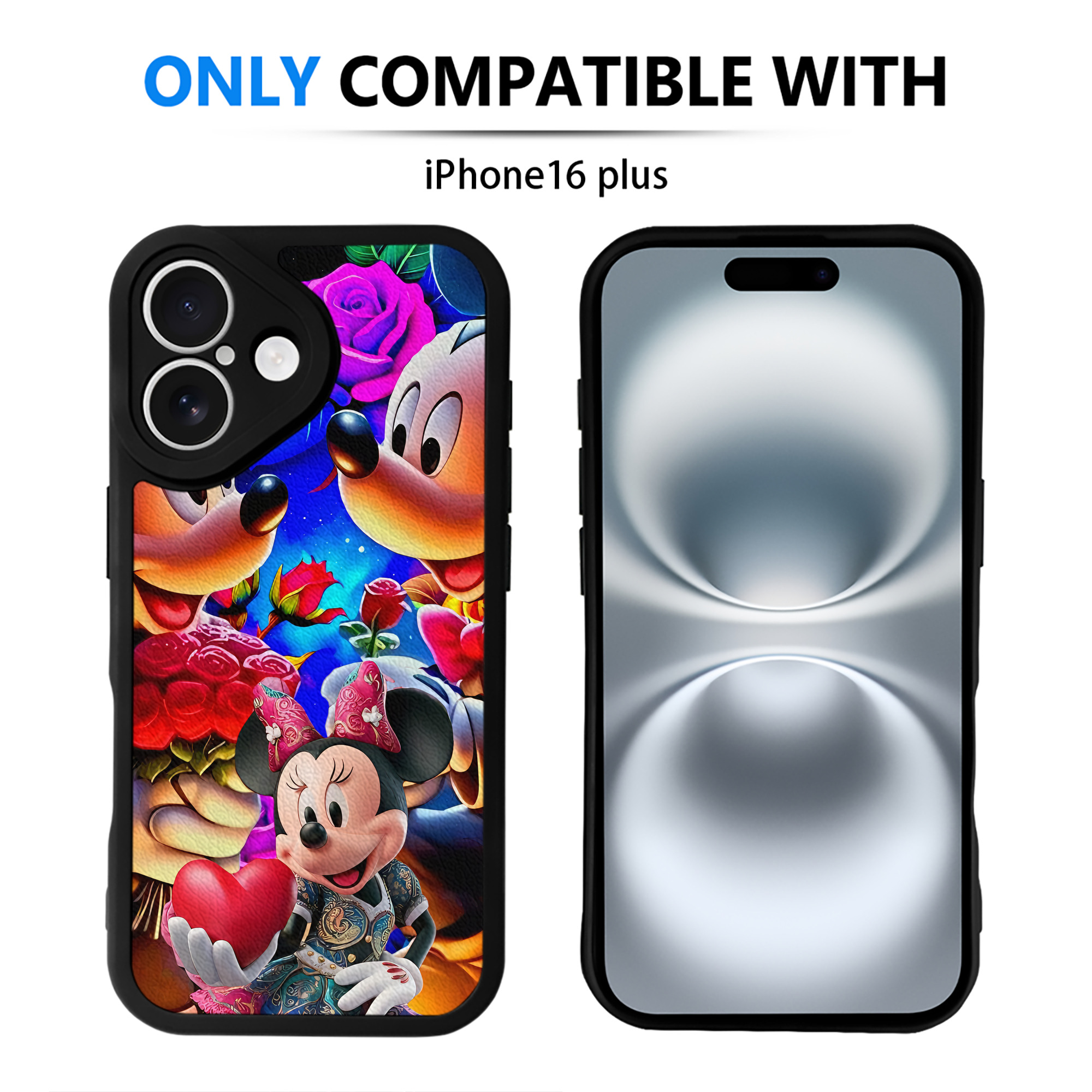 （画像用） ミッキーマウス Mickey Mouse 【iPhone 16シリーズ対応】シリコンスマホケース（レザー調） 材質：シリコン